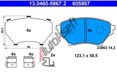 ATE Sada brzdovch destiek AT 23863, AT 605867