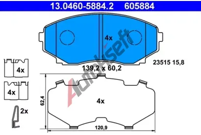 ATE Sada brzdovch destiek AT 605884, AT 23515