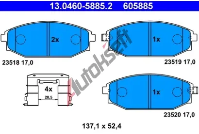 ATE Sada brzdovch destiek AT 23520, AT 605885