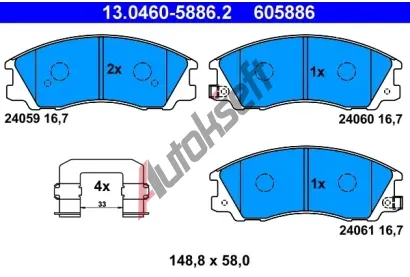 ATE Sada brzdovch destiek AT 24061, AT 605886