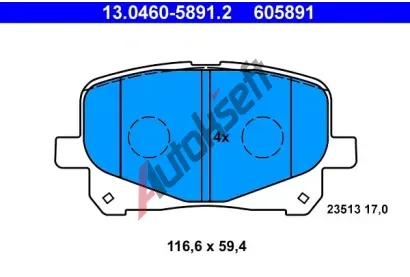 ATE Sada brzdovch destiek AT 605891, AT 23513