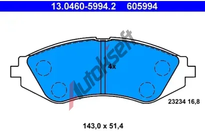 ATE Sada brzdovch destiek AT 23234, AT 605994