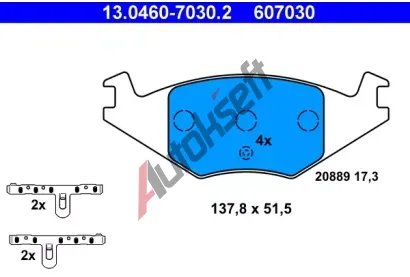 ATE Sada brzdovch destiek AT 20889, AT 607030