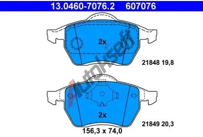 ATE Sada brzdovch destiek AT 607076, AT 21848