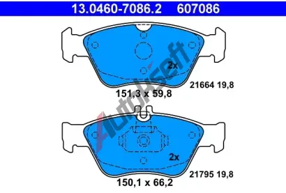 ATE Sada brzdovch destiek AT 607086, AT 21664