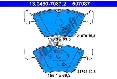 ATE Sada brzdovch destiek AT 607087, AT 21670