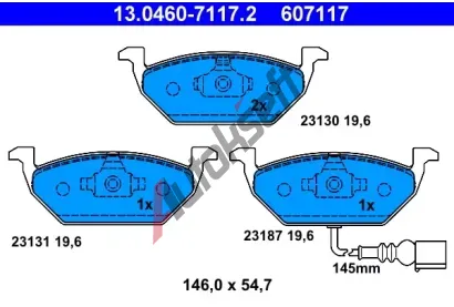 ATE Sada brzdovch destiek AT 607117, AT 23130