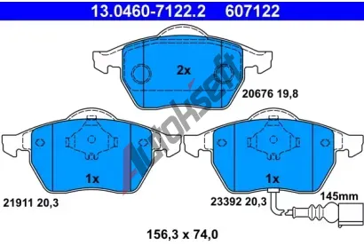 ATE Sada brzdovch destiek AT 607122, AT 20676
