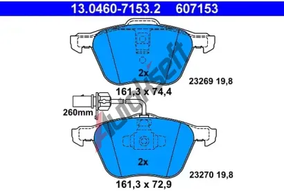 ATE Sada brzdovch destiek AT 23269, AT 607153