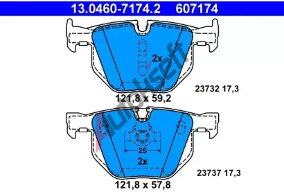 ATE Sada brzdovch destiek AT 23737, AT 607174