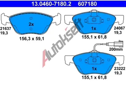 ATE Sada brzdovch destiek AT 607180, AT 24067