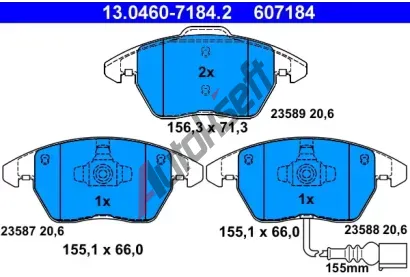 ATE Sada brzdovch destiek AT 607184, AT 23587