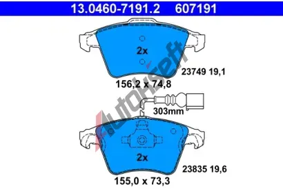 ATE Sada brzdovch destiek AT 23835, AT 607191