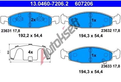 ATE Sada brzdovch destiek AT 607206, AT 23631