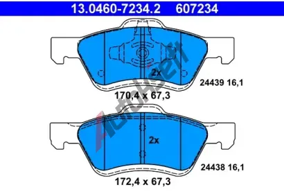 ATE Sada brzdovch destiek AT 24439, AT 607234