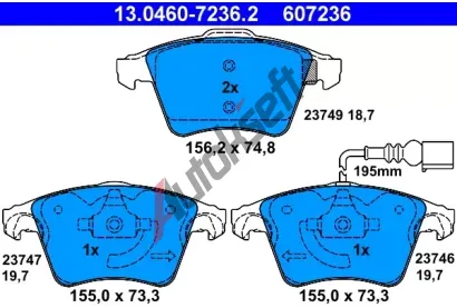 ATE Sada brzdovch destiek AT 607236, AT 23749