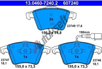 ATE Sada brzdovch destiek AT 23749, AT 607240