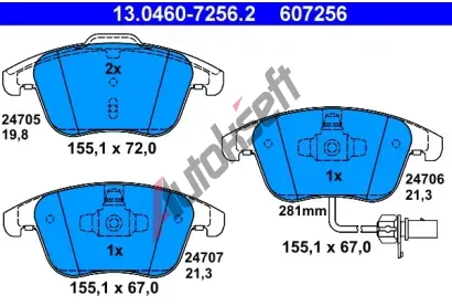 ATE Sada brzdovch destiek AT 24707, AT 607256