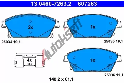 ATE Sada brzdovch destiek AT 607263, AT 25036