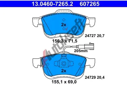 ATE Sada brzdovch destiek AT 607265, AT 24729