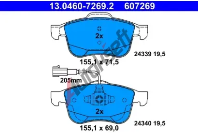 ATE Sada brzdovch destiek AT 24340, AT 607269