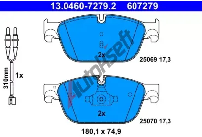 ATE Sada brzdovch destiek AT 25070, AT 607279