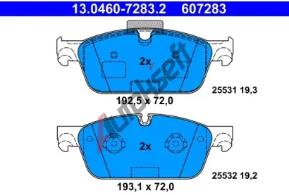 ATE Sada brzdovch destiek AT 607283, 13.0460-7283.2