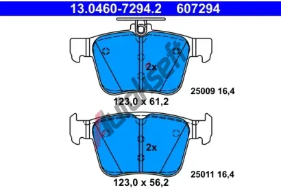 ATE Sada brzdovch destiek AT 607294, 13.0460-7294.2