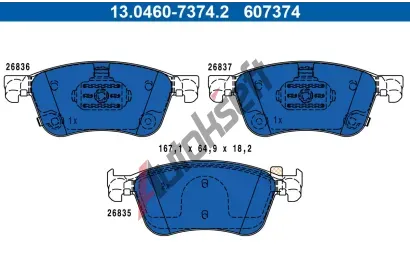 ATE Sada brzdových destiček AT 607374, 13.0460-7374.2 ATE Sada brzdových destiček AT 607374, 13.0460-7374.2