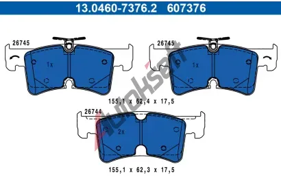 ATE Sada brzdových destiček AT 607376, 13.0460-7376.2 ATE Sada brzdových destiček AT 607376, 13.0460-7376.2