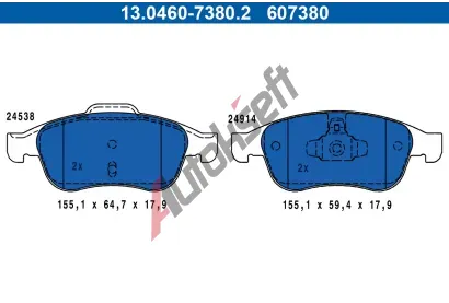 ATE Sada brzdovch destiek AT 607380, 13.0460-7380.2
