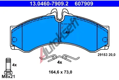 ATE Sada brzdovch destiek AT 607909, AT 29153