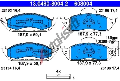 ATE Sada brzdovch destiek AT 23193, AT 608004