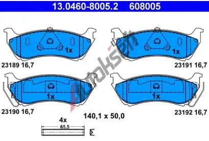 ATE Sada brzdovch destiek AT 23189, AT 608005