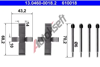 ATE Sada příslušenství - obložení kotoučové brzdy AT 610018, 13.0460-0018.2 ATE Sada příslušenství - obložení kotoučové brzdy AT 610018, 13.0460-0018.2