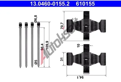 ATE Sada psluenstv obloen kotouov brzdy AT 610155, 13.0460-0155.2