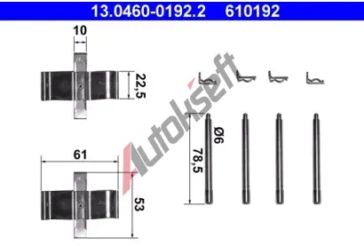 ATE Sada příslušenství - obložení kotoučové brzdy AT 610192, 13.0460-0192.2 ATE Sada příslušenství - obložení kotoučové brzdy AT 610192, 13.0460-0192.2