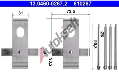 ATE Sada psluenstv - obloen kotouov brzdy AT 610267, 13.0460-0267.2