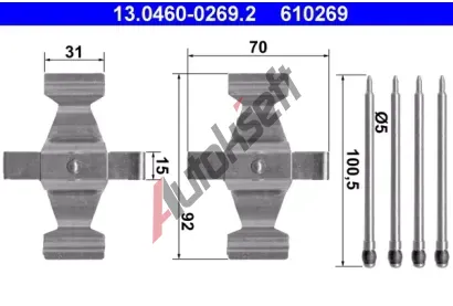 ATE Sada psluenstv - obloen kotouov brzdy AT 610269, 13.0460-0269.2
