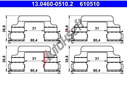 ATE Sada psluenstv obloen kotouov brzdy AT 610510, 13.0460-0510.2