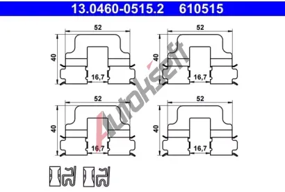 ATE Sada psluenstv obloen kotouov brzdy AT 610515, 13.0460-0515.2