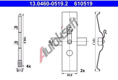 ATE Sada psluenstv obloen kotouov brzdy AT 610519, 13.0460-0519.2