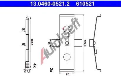 ATE Sada psluenstv obloen kotouov brzdy AT 610521, 13.0460-0521.2