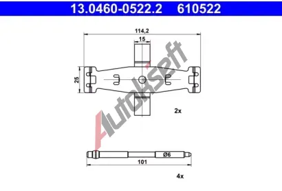 ATE Sada psluenstv obloen kotouov brzdy AT 610522, 13.0460-0522.2