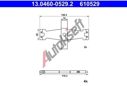 ATE Sada příslušenství obložení kotoučové brzdy AT 610529, 13.0460-0529.2 ATE Sada příslušenství obložení kotoučové brzdy AT 610529, 13.0460-0529.2