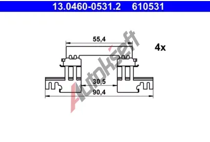 ATE Sada psluenstv obloen kotouov brzdy AT 610531, 13.0460-0531.2