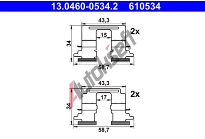 ATE Sada psluenstv obloen kotouov brzdy AT 610534, 13.0460-0534.2