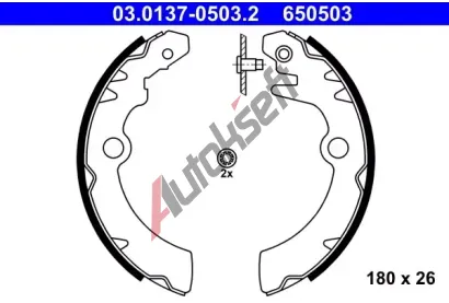 ATE Sada brzdových čelistí AT 650503, 03.0137-0503.2 ATE Sada brzdových čelistí AT 650503, 03.0137-0503.2