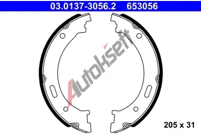 ATE Sada brzdových čelistí parkovací brzdy AT 653056, 03.0137-3056.2 ATE Sada brzdových čelistí parkovací brzdy AT 653056, 03.0137-3056.2