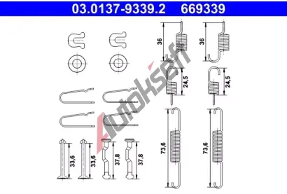 ATE Sada příslušenství parkovacích brzdových čelistí AT 669339, 03.0137-9339.2 ATE Sada příslušenství parkovacích brzdových čelistí AT 669339, 03.0137-9339.2